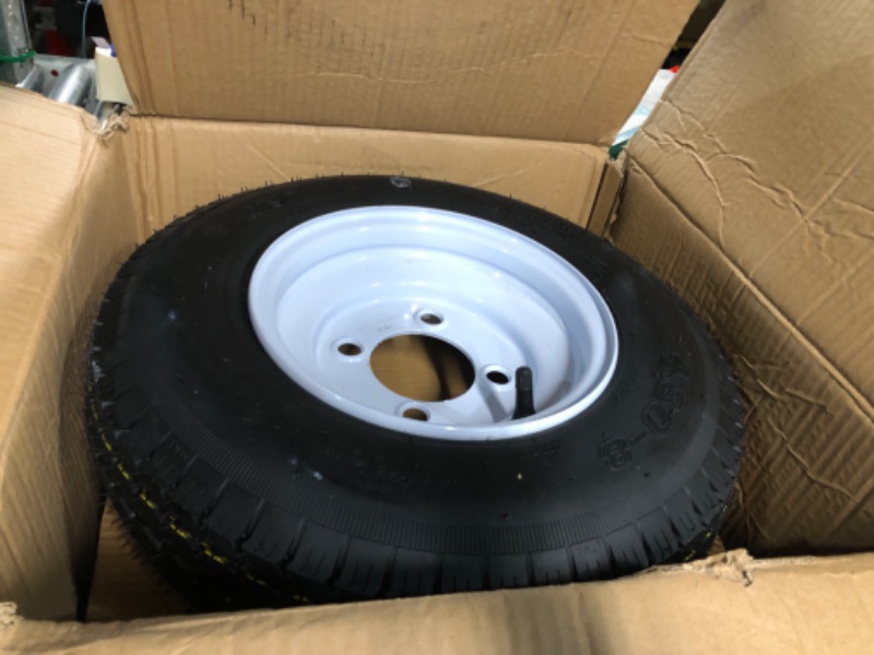 Photo 2 of (Set of 2) 205/65-10 20.5x8.0-10 10 ply Load Range E Super Durable Antego Trailer Tire Wheel Assy - 5 Lug White Rim