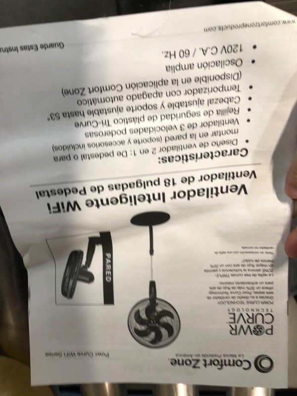 Photo 5 of ***USED - PLASTIC HOUSING CRACKED - SEE PICTURES - UNABLE TO TEST - MISSING BASE PARTS***
Comfort Zone 18" Smart WiFi 3-Speed Oscillating Stand Fan