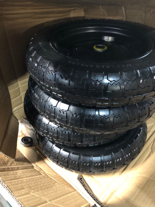 Photo 2 of (4-Pack) 13‘’ Tire for Gorilla Cart - Solid Polyurethane Flat-Free Tire and Wheel Assemblies - 3.15” Wide Tires with 5/8 Axle Borehole and 2.1” Hub 13“ Wheels -4 Pack