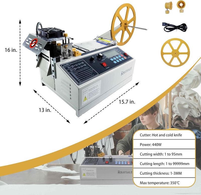 Photo 5 of (READ FULL POST) Webbing Cutter, 5inch LCD Display Cold and Hot Webbing Cutting Machine for Elastic Bands Ribbons Nylon Webbing Black