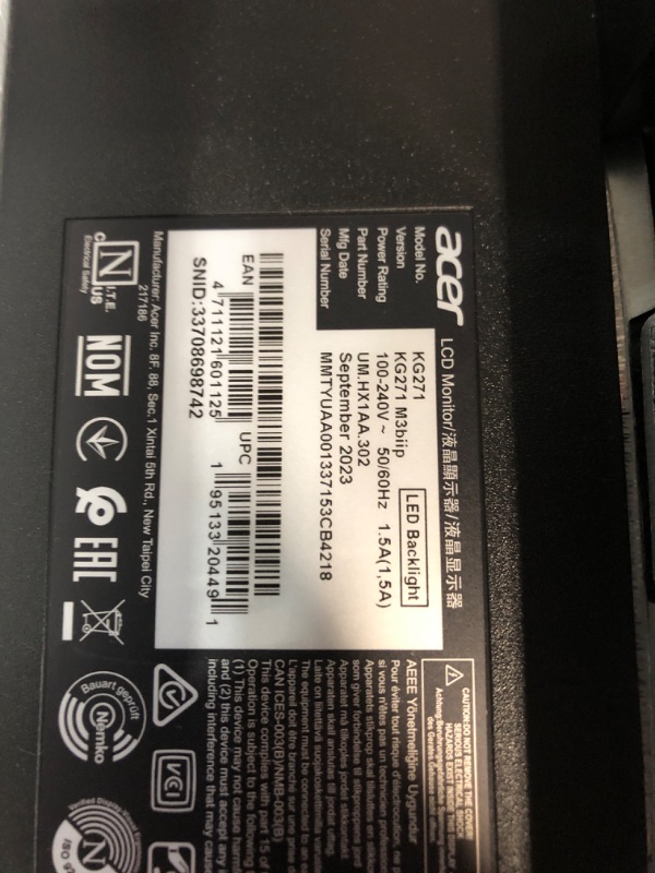 Photo 1 of Acer Nitro 27" Full HD 1920 x 1080 PC Gaming IPS Monitor 