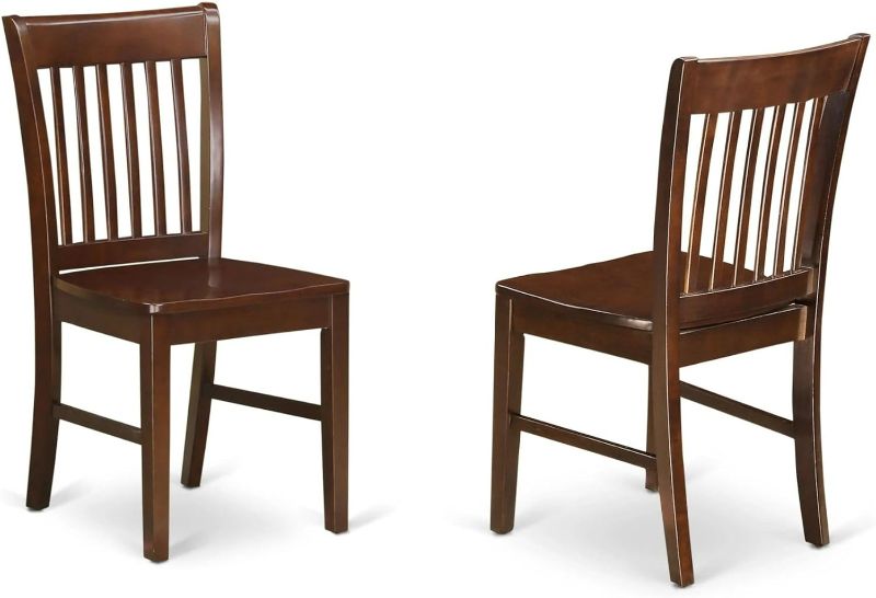 Photo 1 of (READ FULL POST) East West Furniture Norfolk Dining Room Slat Back Solid Wood Seat Chairs, Set of 2, Mahogany
