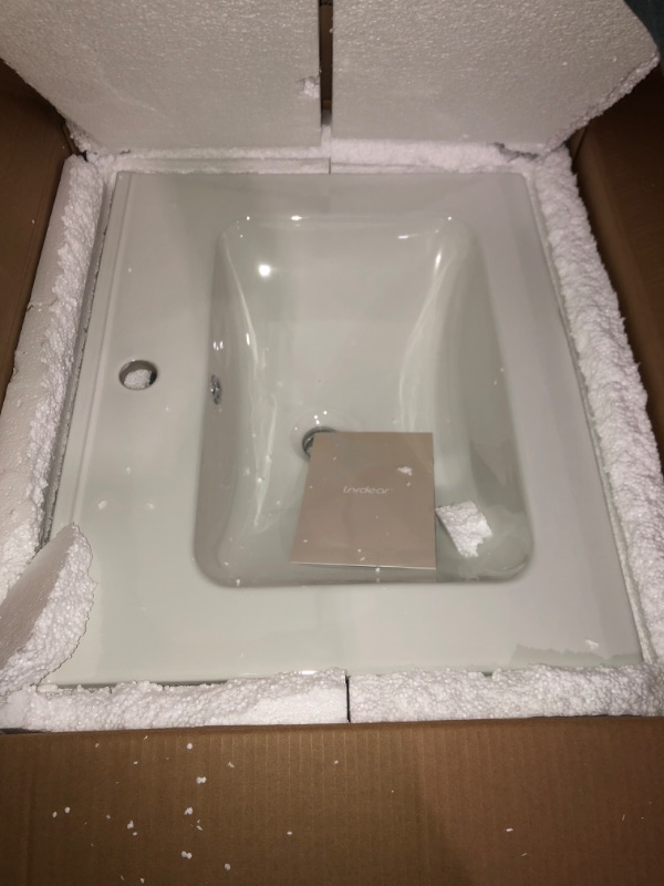 Photo 2 of Lordear White Bathroom Sink One Hole Drop In 31x22 Inch One Holes Porcelain Ceramic Bathroom Vanity Top Sink Basin 31" 31" x 22" White - One hole