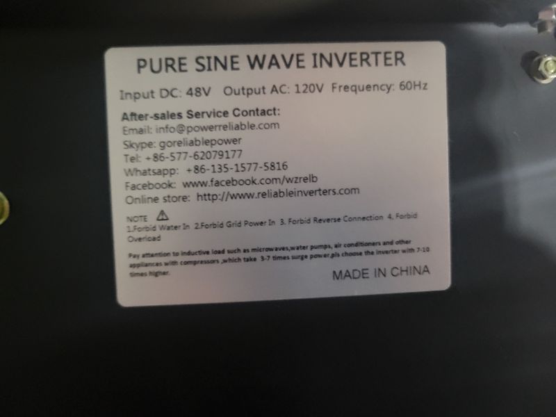 Photo 3 of [FOR PARTS, READ NOTES] NONREFUNDABLE
WZRELB 5000W 48V 120V Pure Sine Wave Power Inverter with 2 AC Outlets,Car Inverter