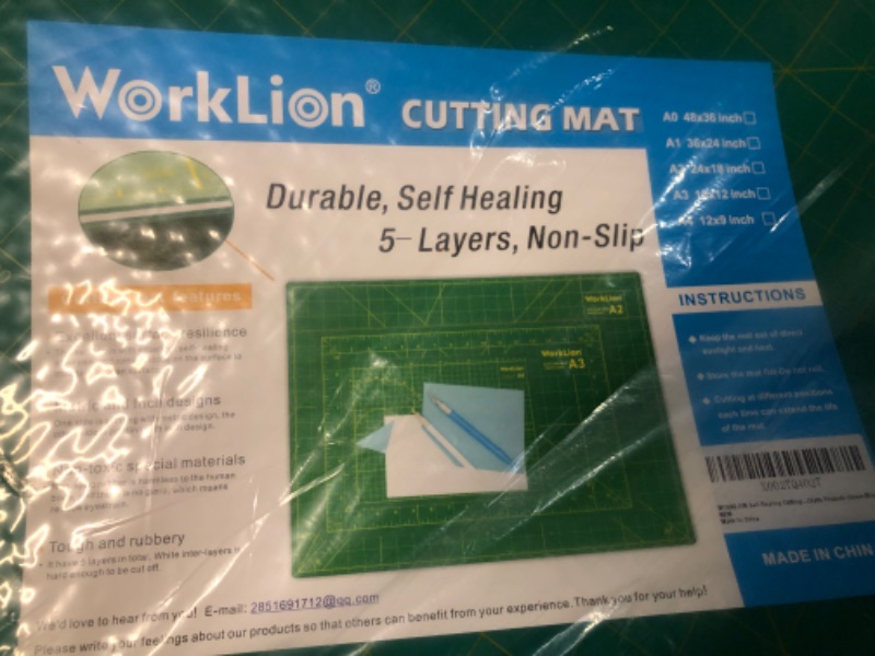 Photo 3 of WORKLION Self Healing Cutting Mat: 24 x 36 inch Large Double Sided 5-Layer Gridded PVC Cut Mat for Sewing & Quilting & Scrapbooking & Arts and Crafts Projects (Green/Black)… A1:Green/Black A1:24 x 36 inch