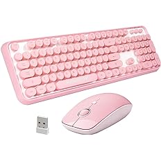 Photo 1 of ***USED - SCUFFED AND DIRTY - NO BATTERIES - UNABLE TO TEST***
FOPETT Keyboard and Mouse Sets Wireless, 2.4 GHz (Pink)