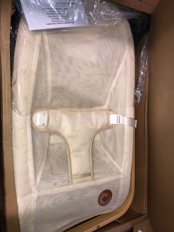 Photo 2 of ANGELBLISS Baby Bouncer, Portable Bouncer Seat for Babies, Infants Bouncy Seat with Mesh Fabric, Natural Vibrations (Beige)
