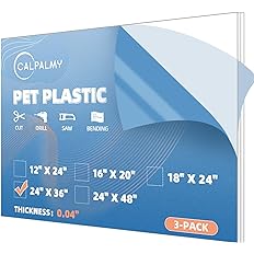 Photo 1 of (3 Pack) PET Sheet Panels - 24 x 36 x 0.04" Plexiglass-Quality Lightweight and Shatterproof Glass Alternative Perfect for DIY Sneeze Guards, Face Shields, Railing Guards, and Pet Barriers
