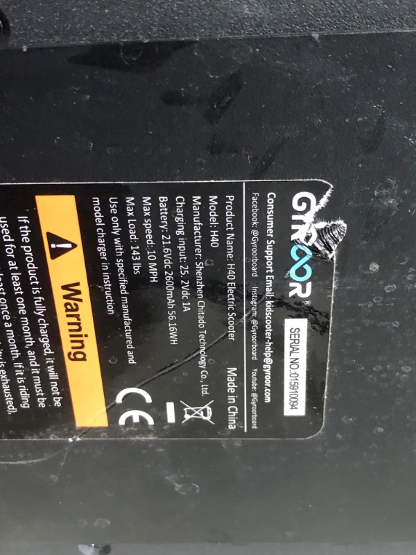 Photo 5 of ***NONREFUNDABLE - NOT FUNCTIONAL - FOR PARTS ONLY - SEE COMMENTS***
Gyroor H40 Kids Electric Scooter with 180W Motor & LED Visible Display, 10 Mph, Colorful Lights, Adjustable Speed