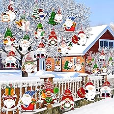 Photo 1 of  Christmas Outdoor Decorations Gnome Lawn Hanging Yard Sign - SET OF 30
