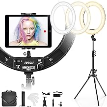 Photo 1 of NEEWER Professional Ring Light with Stand and Phone Holder, 18 inch Ultra Thin, 45W 2900K-7000K TLCI98, Remote Shutter & App Control, Softer Lighting for Makeup Live Stream TikTok, RP18B Pro White