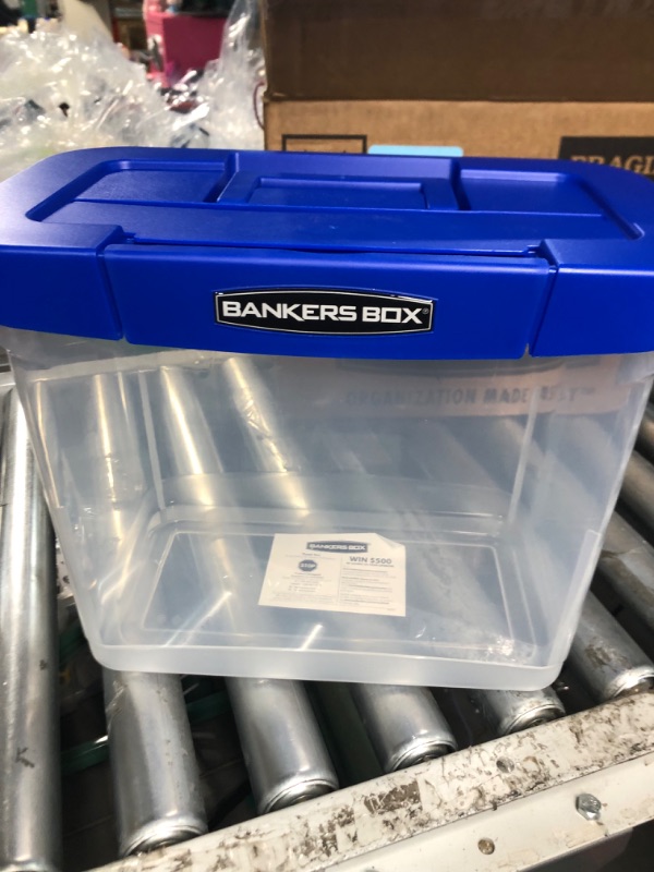 Photo 1 of Bankers Box Heavy Duty Portable Plastic File Box with Hanging Rails, Letter, 1 Pack (0086304) Solid
