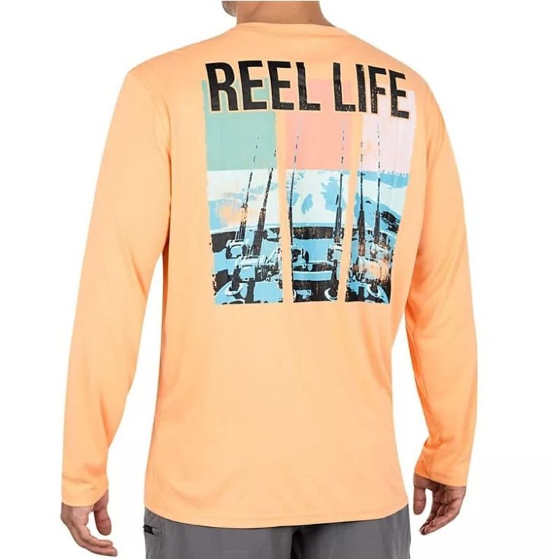 Photo 1 of Reel Life Men's Sun Defender Long Sleeve UV Tee, Apricot, (X-Large)