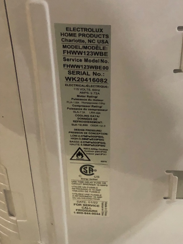 Photo 1 of ***MAJOR DAMAGE - NOT FUNCTIONAL - FOR PARTS ONLY - NONREFUNDABLE - SEE COMMENTS***
Frigidaire 12,000 BTU Connected Window-Mounted Room Air Conditioner