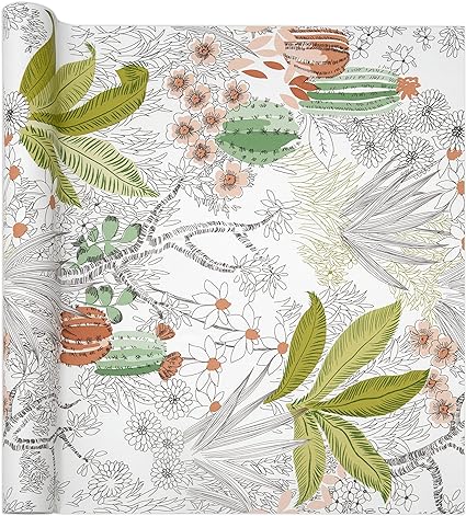 Photo 2 of ***PACK OF 2***Floral Peel and Stick Wallpaper 118”x17.7” Leaf Contact Paper Vintage Flower Wallpaper Stick and Peel Removable Wallpaper Plant Self Adhesive Decorative Wall Paper