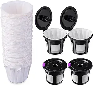 Photo 1 of  Reusable K Cups with 100 PCS Paper Coffee Filter Set, Refillable Single Cup Coffee Pods for Kuerig 1.0, 2.0 Brewers *3PACK*