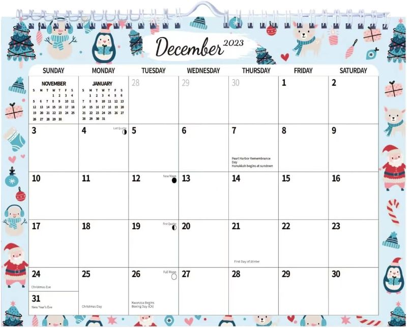 Photo 1 of 2024 Wall Calendar, Calendar 2024 Hanging Calendar Wall Paper from Dec. 2023 to Dec. 2024 Thick 11"X8.5" *2pack*