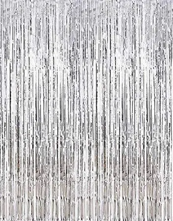 Photo 1 of **bundle of 2****Siler Tinsel FOIL Fringe Curtain Backdrop Birthday Graduation Celebration Bachelorette Valentines Party Celebration Event Decoration Photo