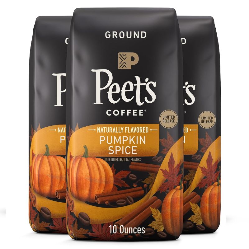 Photo 1 of ***nonrefundable***Peet's Flavored Coffee, Pumpkin Spice Ground Coffee, 30 Ounces (Three Bags of 10oz), Light Roast