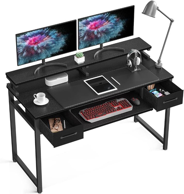 Photo 1 of [READ NOTES]
Computer Desk Study Table, 48 Inch Office Desk with Drawers and Keyboard Tray, Study Desk Work Desk, Black