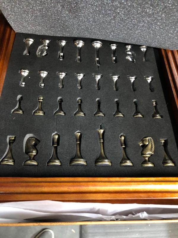 Photo 2 of AMEROUS 14 inches Wooden Chess Set with Metal Chess Pieces / 2.5'' King / Storage for Chessmen / Gift Package / Instructions / Classic Board Game
