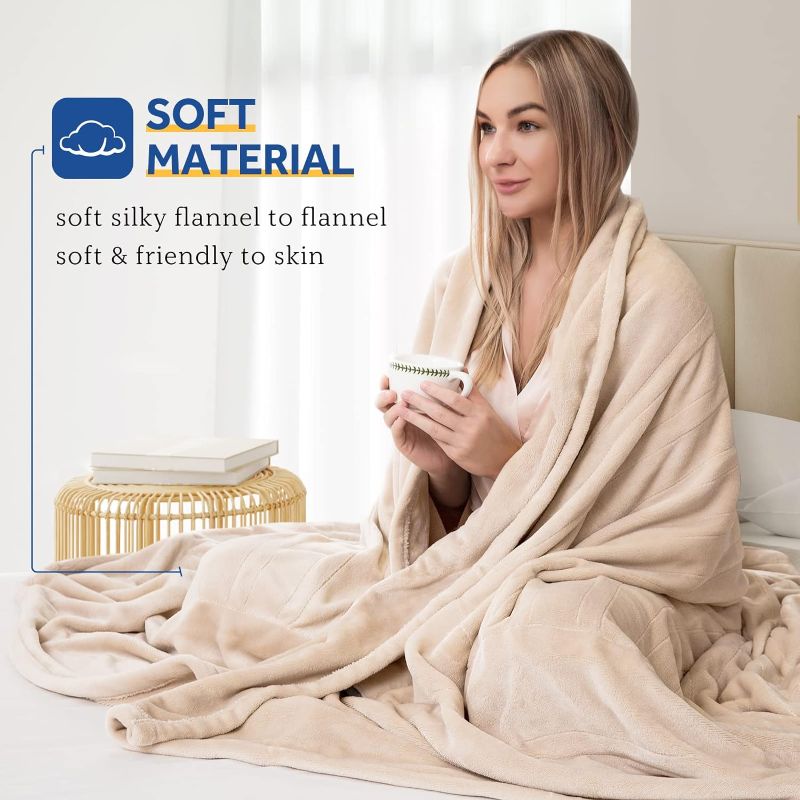 Photo 3 of (READ FULL POST) Sealy Electric Blanket King Size, Flannel Heated Blanket with 10 Heating Levels & 1-12 Hours Auto Shut Off, Fast Heating Warm Blanket, Machine Washable, Beige Inch Beige King Size 