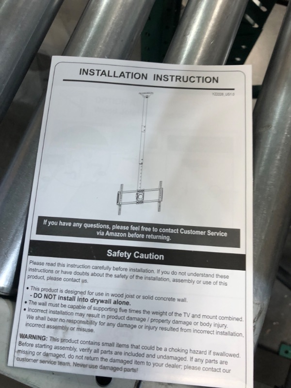 Photo 1 of ELIVED Ceiling TV Mount for Most 37-75 Inch LED, LCD OLED Flat Curved TVs, Height  Holds up to 110 lbs, Max VESA 600x400mm YD3016