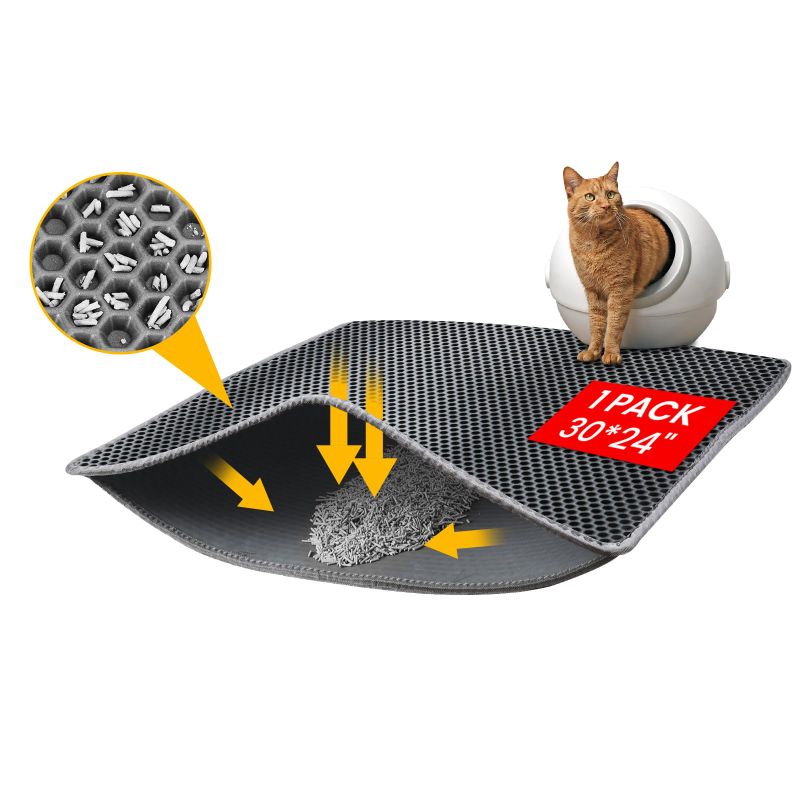 Photo 1 of  30 * 24" Large Size Cat Litter Mat,  EVA Material Easy to Clean and Washable, Gray