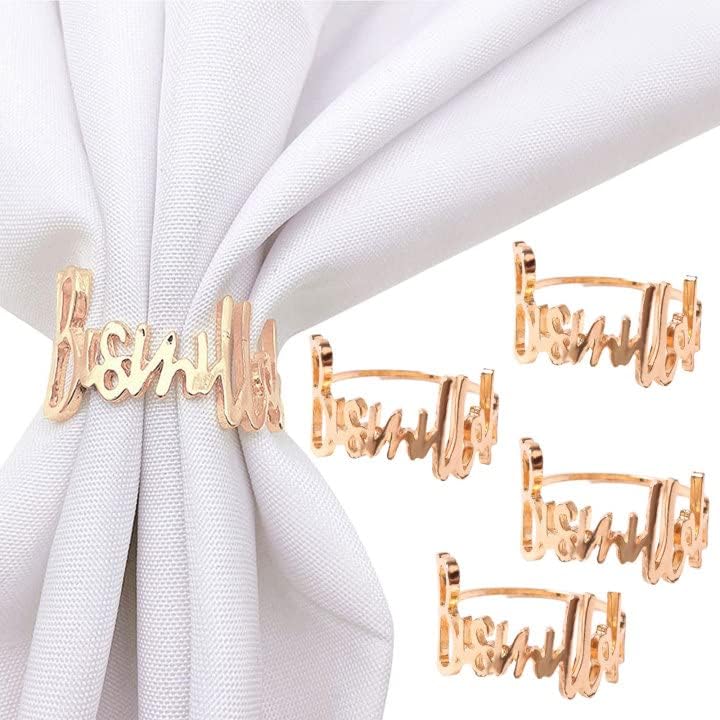 Photo 1 of **bundle of 2***6 Pcs Napkin Rings Alloy Napkin Buckles Gold Napkin Holders for Wedding Birthday Dinner Party Family Gatherings Table Decor