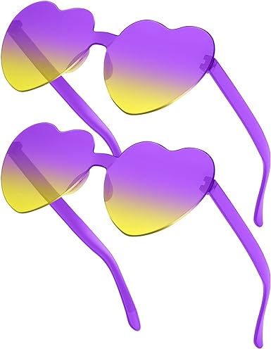 Photo 1 of **bundle of 2***RTBOFY 2PCS Heart Sunglasses for Fashion Party Queen Style, Rimless Heart Shaped Sunglasses