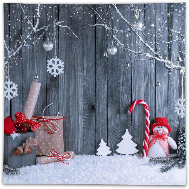 Photo 2 of **TWO PACK** Funnytree 6 x 6 FT Christmas Winter Backdrop Snow Snowflake Cartoon Snowman Photography Background