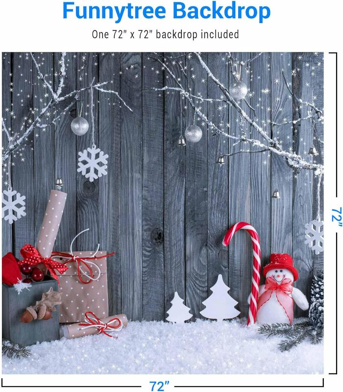 Photo 1 of **TWO PACK** Funnytree 6 x 6 FT Christmas Winter Backdrop Snow Snowflake Cartoon Snowman Photography Background