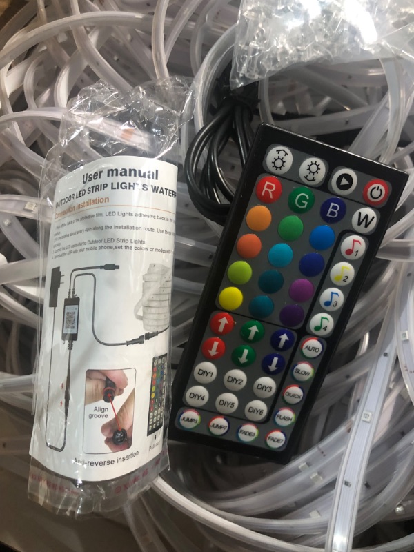 Photo 1 of 200ft Outdoor LED Strip Lights Waterproof 1 Roll,IP68 Outside Led Light Strips Waterproof with App and Remote,Music Sync RGB Exterior Led Rope Lights with Self Adhesive Back for Deck,Balcony,Pool