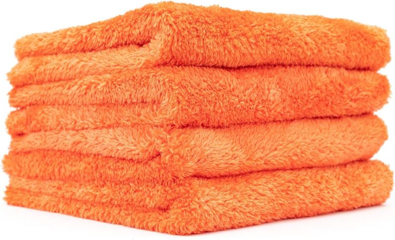 Photo 1 of (5-Pack) THE RAG COMPANY 16 in. x 16 in. Eagle Edgeless Orange Professional Korean 70/30 Super Plush 480gsm Microfiber Detailing Towels