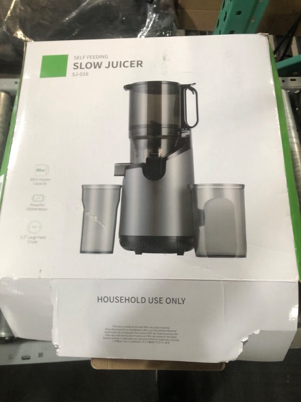 Photo 2 of Large Feed Chute 5.3" GDOR Masticating Juicer, Self Feeding Cold Press Juicer with 250W Motor, Slow Juicer Machines, Juice Extractor for Whole Fruits & Vegetables, Heavy Duty, Easy to clean, Grey Grey 5.3 Inch