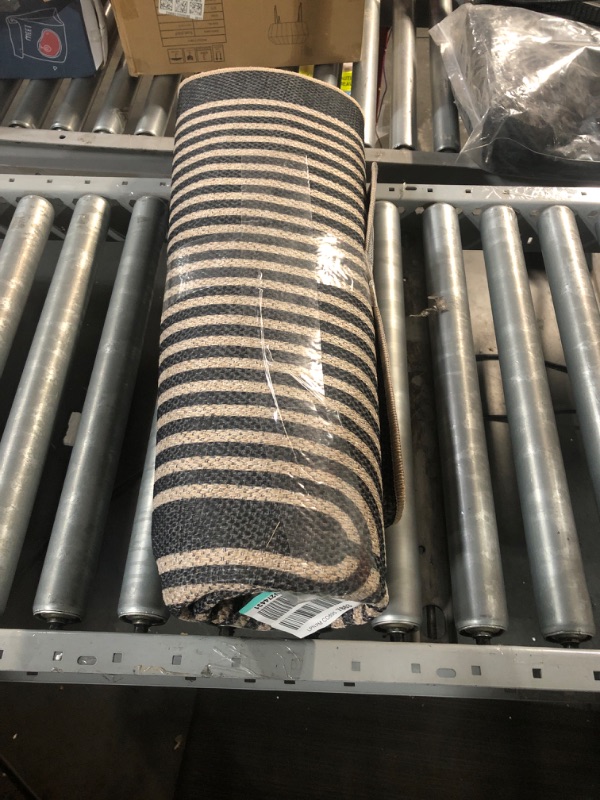 Photo 1 of Lahome Modern Rainbow Easy Jute Rug, Outdoor Patio Rug 4x6 for Living Room Rug Washable Rugs for Bedroom Farmhouse Black Rug, Contemporary Non Slip Floor Carpet for Office Backyard 4' X 6' Dark Grey/Charcoal Black