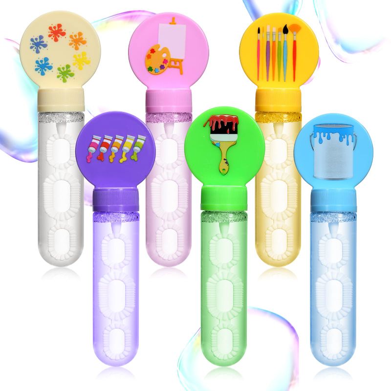 Photo 1 of 24Pcs Art Painting Bubble Wands, Art Birthday Party Favors bubbles for Kids, art Bubble Blowing Toys for Kids Adults, Cute Bubble Maker for Birthday, Back to School, Bath Time Summer Indoor Outdoor Art Party