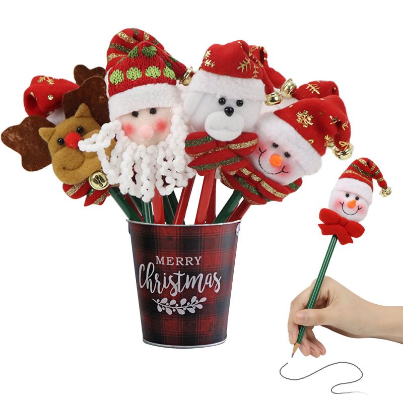 Photo 1 of Hladce Christmas Pencils Bulk Christmas Pencils For Kids Christmas Gifts For Students With Novelty Snowman Elk Old Man Plush Pencil (24) 24PCS