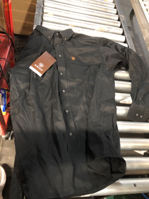 Photo 2 of ARIAT Solid Twill Classic Fit Shirt-Men's Long Sleeve Western Button-Down Large Black