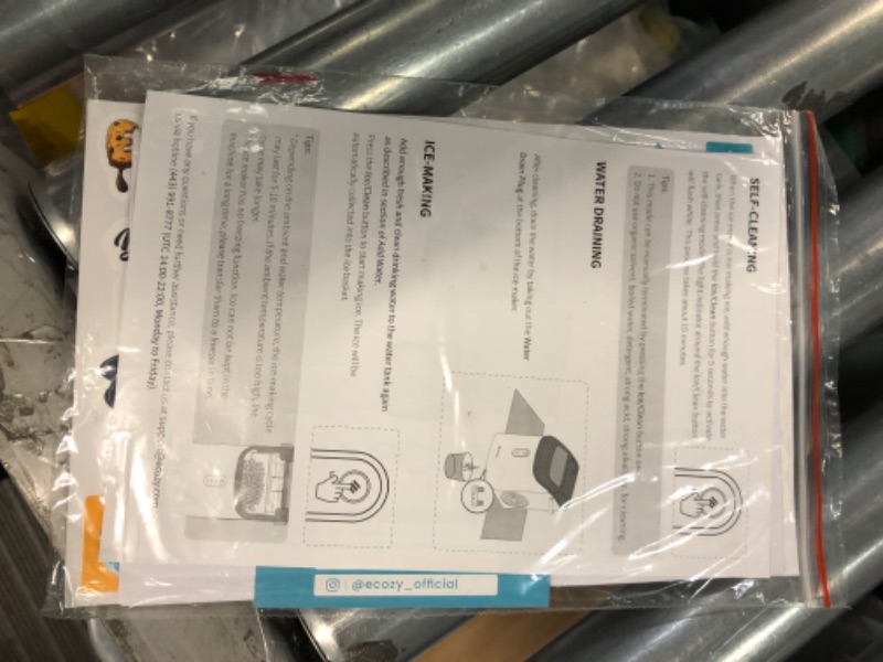 Photo 4 of ***USED - POWERS ON - UNABLE TO TEST FURTHER***
ecozy Nugget Ice Maker Countertop - Chewable Pellet Ice Cubes, 33 lbs Daily Output, Stainless Steel