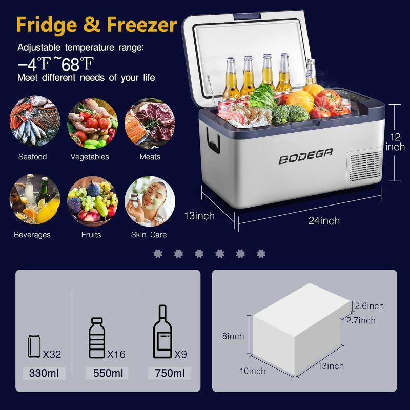 Photo 9 of ***SEE NOTES*** BODEGA 12 Volt Car Refrigerator, 20 Quart (18L) Portable Freezer, Car Fridge (-4?~68?), Electric Cooler for Vehicles, Truck, RV, Camping, Travel - 12/24V DC & 100V-240V AC,WIFI APP Control 20 Quart (Dark Blue)