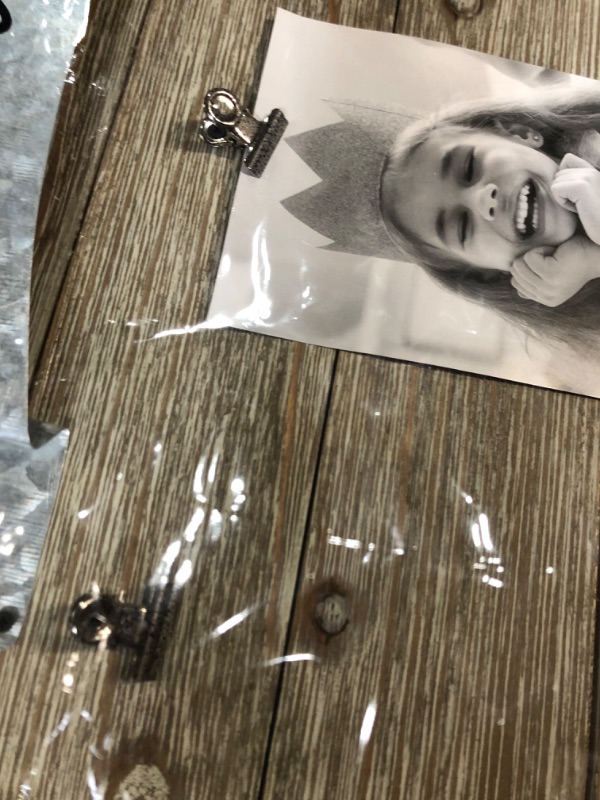 Photo 1 of Stonebriar Rustic Wood Collage Picture Frame with Clips and Metal Detail Brown 26" x 11"