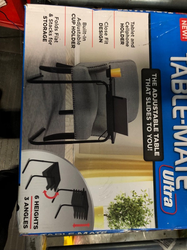 Photo 2 of (PARTS ONLY/ NO REFUNDS/ SEE NOTES) Table-Mate Ultra Folding TV Tray Table and Cup Holder, Adjustable to 6 Heights and 3 Angles with Device Holder (Black)