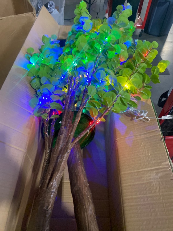 Photo 3 of **NEEDS A MAKESHIFT STABLE BASE**CAMANTU Lighted Eucalyptus Tree, 6FT 216 LED Fairy Lights Artificial Plant Tree,7