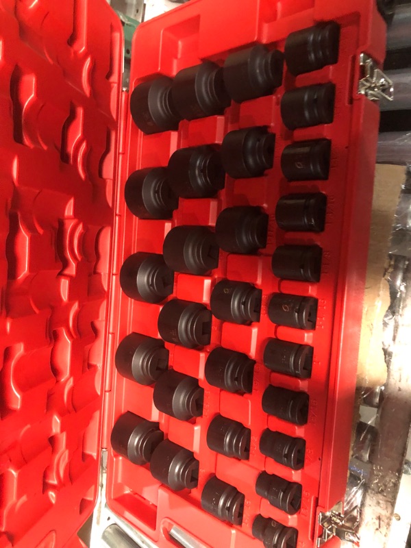 Photo 1 of **MINOR DAMAGE REFER TO NOTES**
Sunex 4696 3/4-Inch Drive SAE Master Impact Socket Set, Standard, 6-Point, Cr-Mo, 3/4-Inch - 2-7/17-Inch, 29-Piece