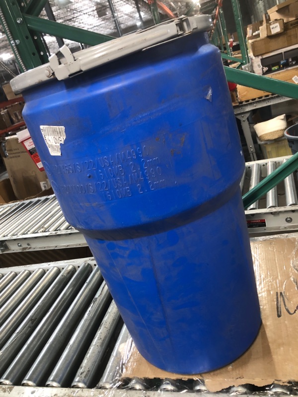 Photo 2 of Eagle 14 Gallon High Density Polyethylene Lab Pack Barrel Drum with Metal Lever-lock Lid, 26.5" Height, 15" Diameter, Blue, 1610MB