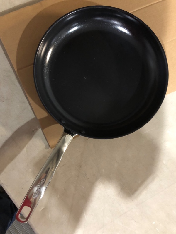 Photo 3 of ***MINOR DAMAGE**SMALL BUT DEEP SCRATCH IN PAN**PICTURED***
GreenPan Chatham Black Prime Midnight Hard Anodized Healthy Ceramic Nonstick, 12" Frying Pan with Lid