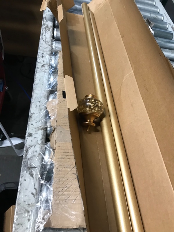 Photo 3 of **MISSING ITEMS**USFOOK 1 Inch Curtain Rods 36 to 72 Inches(3-6 ft) Telescoping Single Drapery Rod, Curtain Rods for Windows 24 to 68 Inches, Luxury Gold Translucent Finials 36-72" Luxury Gold