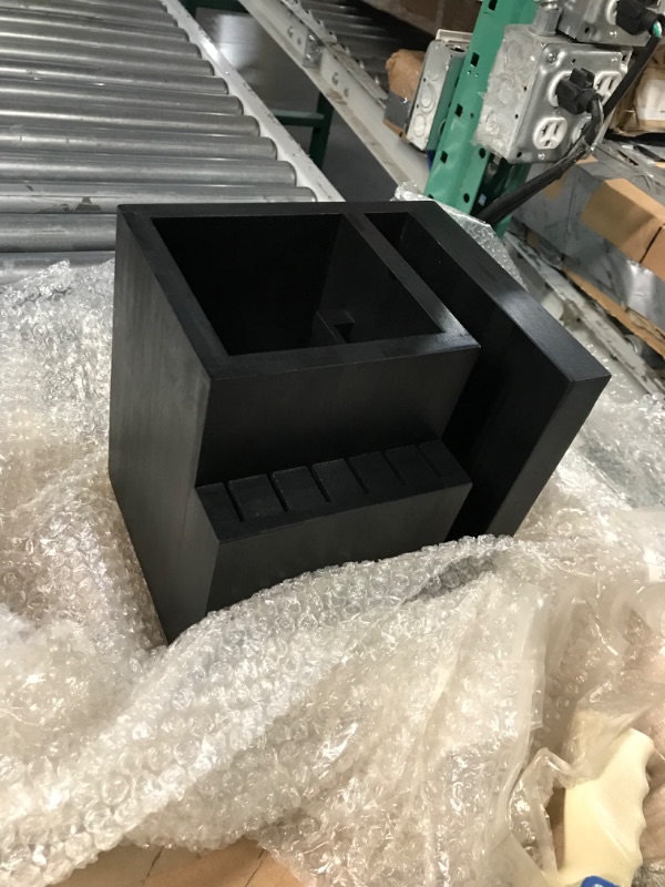 Photo 1 of KitchenEdge Bamboo Magnetic Knife Block and Cooking Utensil Holder, Sleek Storage for Chefs Knives, Steak Knives, Spatulas, Scissors, Non-Slip Rubber Feet, Easy to Clean, Food-Safe Black Finish Black Bamboo