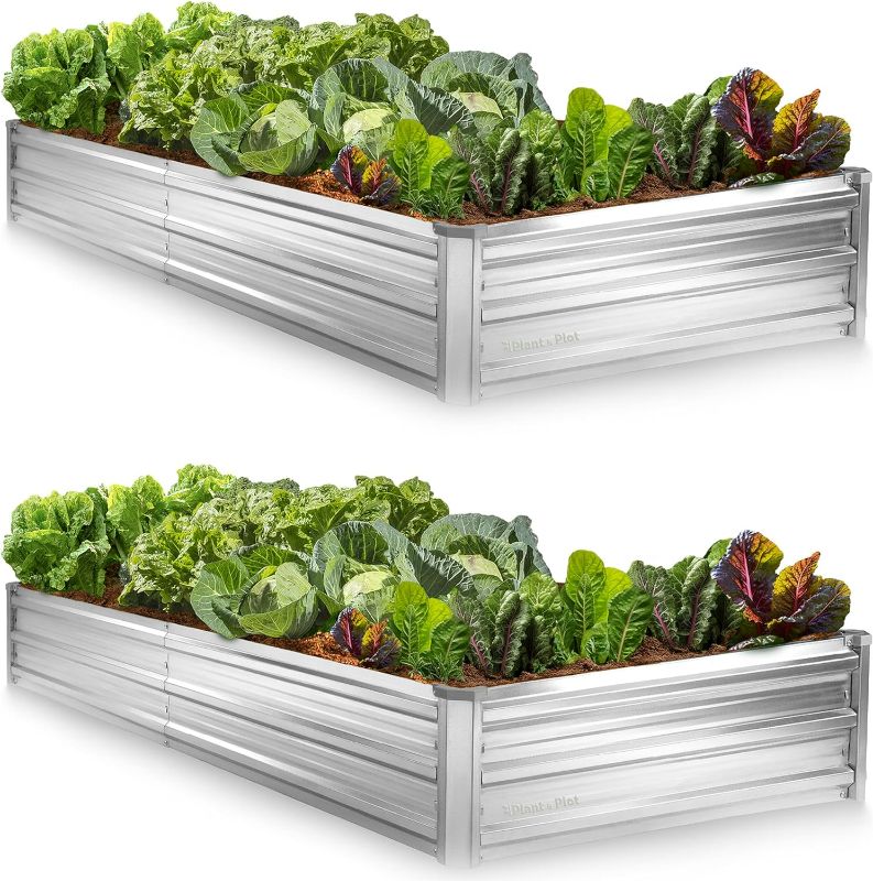 Photo 3 of  Galvanized Raised Garden Bed,Outdoor Planter Box Metal 8x4x1ft(2 Pack)